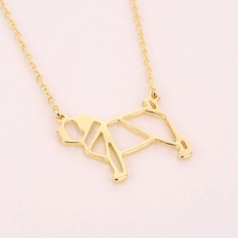 NEW Rose Gold Tone Animal Dog Pug Cute Necklace - Picture 2 of 2
